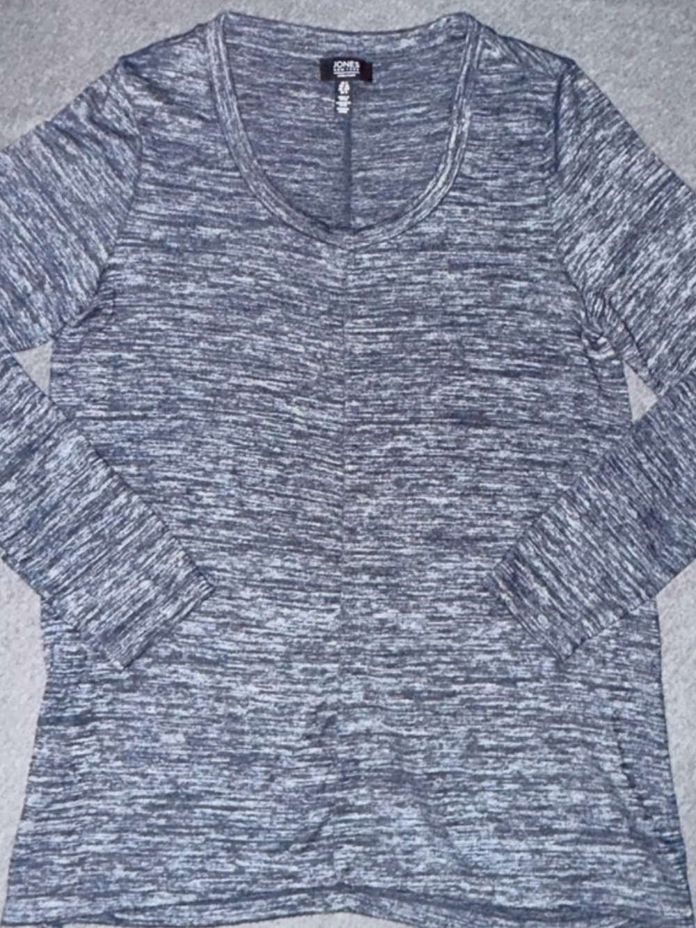 Jones New York Gray Marled Scoop Neck Long Sleeve Top